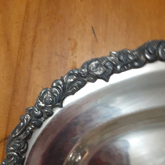 Vintage Silverplate National Silver heavy ornate 10" tray #895 shabby cottage - Picture 2 of 4